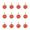 12Pcs Brass & Glass Imitation Cat Eye Round Charms PALLOY-TAC0237-05-2