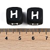 20Pcs Black Cube Letter Silicone Beads 12x12x12mm Square Dice Alphabet Beads with 2mm Hole Spacer Loose Letter Beads for Bracelet Necklace Jewelry Making JX433H-3