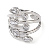 Eco-Friendly Brass Micro Pave Clear Cubic Zirconia Cuff Ring for Women RJEW-A025-01P-2