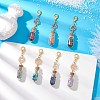 7 Chakra Natural Red Aventurine & Red Jasper & Green Aventurine & Tiger Eye & Synthetic Turquoise & Amethyst & Lapis Lazuli Chips inside Glass Wishing Bottle Pendant Decorations HJEW-JM03099-01-1