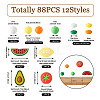 88Pcs 12 Styles Food Grade Eco-Friendly Silicone Beads SIL-TA0001-31-3