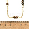 5MM Round Natural Mixed Stone Beads Brass Cable Chain Necklaces for Women NJEW-JN06378-6