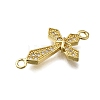 Brass Clear Cubic Zirconia Cross Connector Charms ZIRC-I070-030G-2