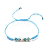 Natural Agate & Brass Clover Beaded Cord Bracelet BJEW-JB08366-4