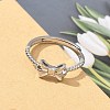 925 Sterling Silver Bowknot Adjustable Rings for Women RJEW-R008-02S-03-2