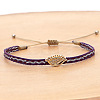 Vintage Bohemian Cotton Cord Braided Bracelets with Brass Micro Pave Clear Cubic Zirconia Eye Beads HL6263-23-1