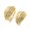 Leaf Rack Plating Brass Micro Pave Cubic Zirconia Cuff Earrings for Women EJEW-F326-05G-1
