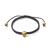 4Pcs 4 Color Synthetic Hematite & Alloy Skull Braided Bead Bracelets Set BJEW-JB09215-4