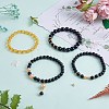 4Pcs 4 Style Synthetic Citrine & Natural Mashan Jade Stretch Bracelets Set with Glass Beaded BJEW-SW00105-01-3