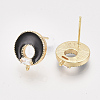 Real 18K Gold Plated Brass Enamel Stud Earring Findings X-KK-T038-575A-G-NF-1