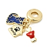 Brass Blue and Red Enamel European Dangle Charms KK-Z150-05G-2