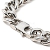 Tarnish Resistant 304 Stainless Steel Rhombus Link Bracelet with Curb Chains for Men Women BJEW-E009-22P-4