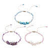 3Pcs 3 Style Natural Mixed Gemstone Chips & Glass Seed Braided Bead Bracelets Sets BJEW-JB09573-1