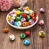 80Pcs 8 Colors Printed Natural Wood Beads WOOD-FW0001-09-5