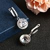 925 Sterling Silver Micro Pave Cubic Zirconia Dangle Hoop Earrings EJEW-F371-01B-01-3