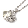 Resin Heart Pendant Necklace with Singapore Chains NJEW-C003-01B-1