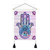 Polyester Hamsa Hand/Hand of Miriam with Evil Eye Pattern Wall Hanging Tapestry WG40508-02-1