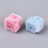Flocking Opaque Acrylic Cube Beads OACR-T030-08M-2