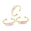 Natural Rose Quartz Beads Cuff Bangles for Women BJEW-Q035-01G-02-2