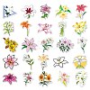 50Pcs 50 Styles Lily Flower Pattern Waterproof PVC Plastic Stickers STIC-PW0001-366-5