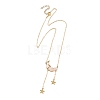 Natural Rose Quartz Chip Beads Moon Pendant Brass Cable Chain Necklaces for Women NJEW-TA00257-03-3