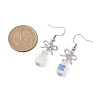 Brass with Glass Dangle Earrings for Women EJEW-TA00550-3