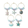 Turtle/Starfish/Shell Alloy Enamel Wine Glass Charms AJEW-JO00200-1