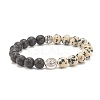 Natural Lava Rock & Gemstone Stretch Bracelet with Alloy Jesus Beads BJEW-JB08013-4