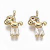Brass Micro Pave Clear Cubic Zirconia Charms KK-S356-171G-NF-1