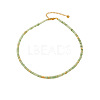 Natural Green Aventurine Rondelle Beaded Necklaces with Brass Beads WG55414-01-4