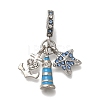 Rack Plating Alloy Rhinestone European Dangle Charms PALLOY-P307-22P-1