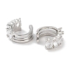 Oval Brass Cubic Zirconia Cuff Earrings for Women EJEW-E310-13P-2