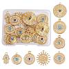 16Pcs 8 Style Eye Theme 304 Stainless Steel Rhinestone Pendants STAS-SZ0002-85G-1