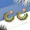 304 Stainless Steel & Bohemian Beaded Fan Dangle Stud Earrings for Women EJEW-R001-05G-02-5