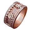 Gear Brass Micro Pave Clear Cubic Zirconia Rotatable Finger Rings FS-WGBD3BF-07-1