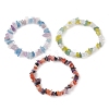 3Pcs 3 Style Natural & Synthetic Mixed Stone Chips Beaded Stretch Bracelets Set BJEW-TA00460-1