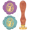 Brass Wax Seal Stamps with Wood Handle AJEW-WH0412-0076-1
