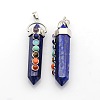 Yoga Chakra Jewelry Platinum Plated Brass Gemstone Double Terminated Pointed Big Pendants X-G-P053-19G-1