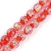 Handmade Gold Foil Lampwork Beads Strands LAMP-Q002-01G-1
