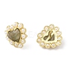 Natural Labradorite Heart Stud Earrings with Plastic Pearl Beaded EJEW-E599-02G-01-1