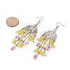 Glass Teardrop Tassel Chandelier Earrings EJEW-TA00184-03-3