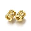 Brass Micro Pave Clear Cubic Zirconia European Beads ZIRC-I070-001G-2