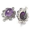 Natural Amethyst Faceted Oval Connector Charms G-G181-06P-03-2