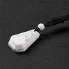 Natural Howlite Hexagon Pendant Necklace with Nylon Cord NJEW-G094-A09-3