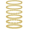 6Pcs Round Brass Beaded Stretch Bracelets for Women BJEW-SW00150-1