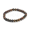 Natural Tiger Eye Beaded Stretch Bracelets BJEW-A117-B-43-2