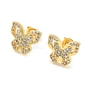 Butterfly Shape Rack Plating Brass Micro Pave Cubic Zirconia Stud Earrings EJEW-P240-04G-1