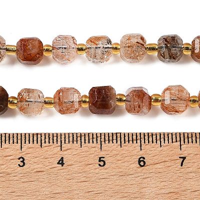 Natural Black Gold Rutilated Quartz Beads Strands GG-CBABD99-03A-1