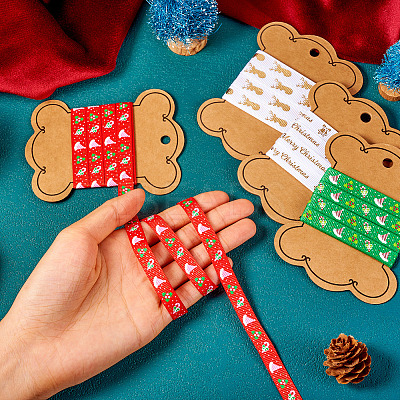 8 Yards 4 Colors Christmas Theme Polyester Printed Grosgrain Ribbons ORIB-TA0001-05A-1