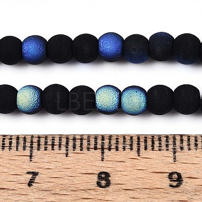 Frosted Opaque Glass Beads Strands GLAA-T032-P4mm-MBB01-1